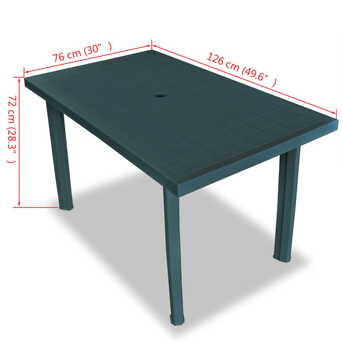 Masă de grădină, verde, 126 x 76 x 72 cm, plastic WALTI