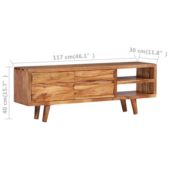 Dulap TV cu uși sculptate, 117x30x40 cm, lemn masiv de acacia WALTI