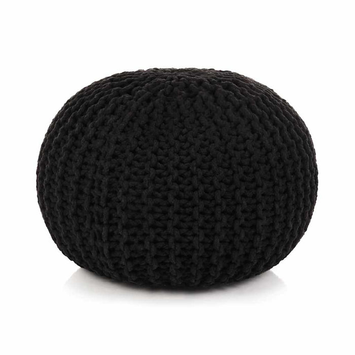 Puf tricotat manual, bumbac, 50 x 35 cm, negru WALTI