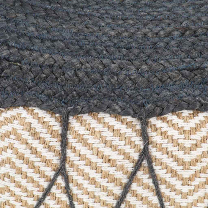 Fotoliu pouf tricotat manual, iută și bumbac, 50x30 cm albastru WALTI