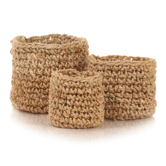 Set coșuri de depozitare, 3 buc., natural, iută, lucrat manual WALTI