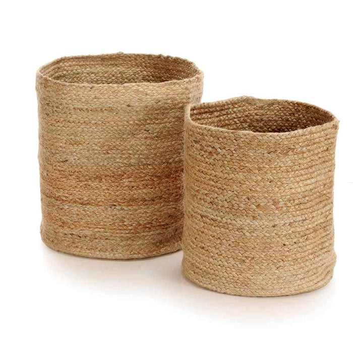 Set coșuri de depozitare, 2 buc., natural, iută, lucrat manual WALTI