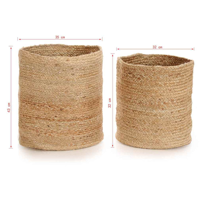 Set coșuri de depozitare, 2 buc., natural, iută, lucrat manual WALTI
