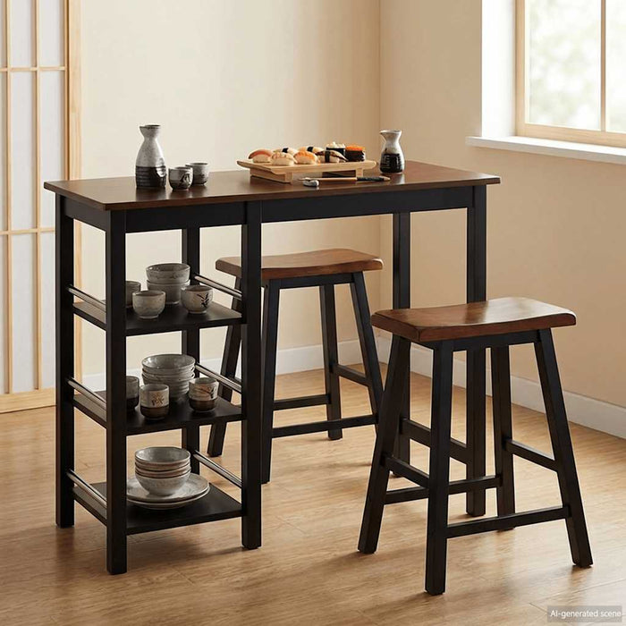 Set mobilier de bar, 3 piese, MDF, negru - WALTI WALTI