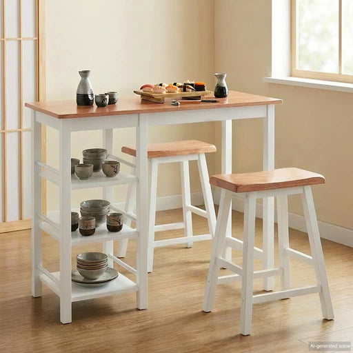 Set mobilier de bar, 3 piese, alb, MDF - WALTI WALTI