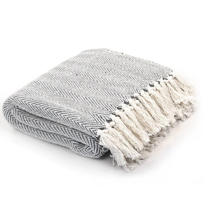 Pătură decorativă model spic, bumbac, 125 x 150 cm, gri - WALTI WALTI