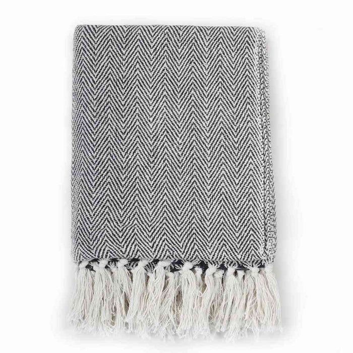 Pătură decorativă model spic, bumbac, 125 x 150 cm, bleumarin - WALTI WALTI