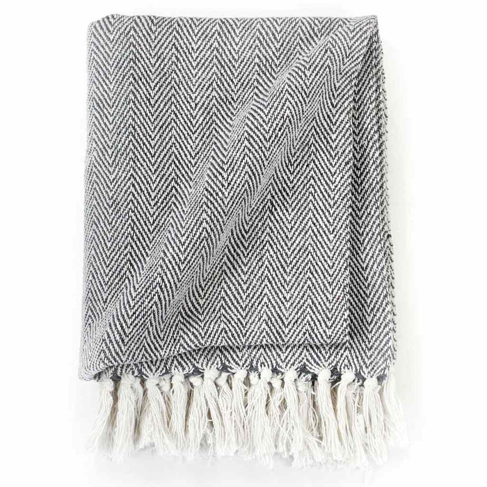 Pătură decorativă model spic, bumbac, 125 x 150 cm, bleumarin - WALTI WALTI
