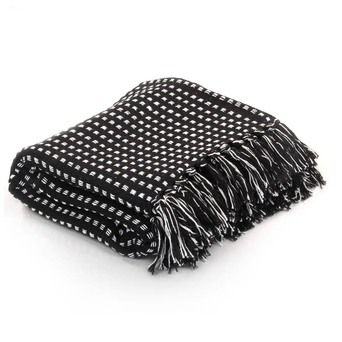 Pătură decorativă cu pătrățele, bumbac, 160 x 210 cm, negru - WALTI WALTI
