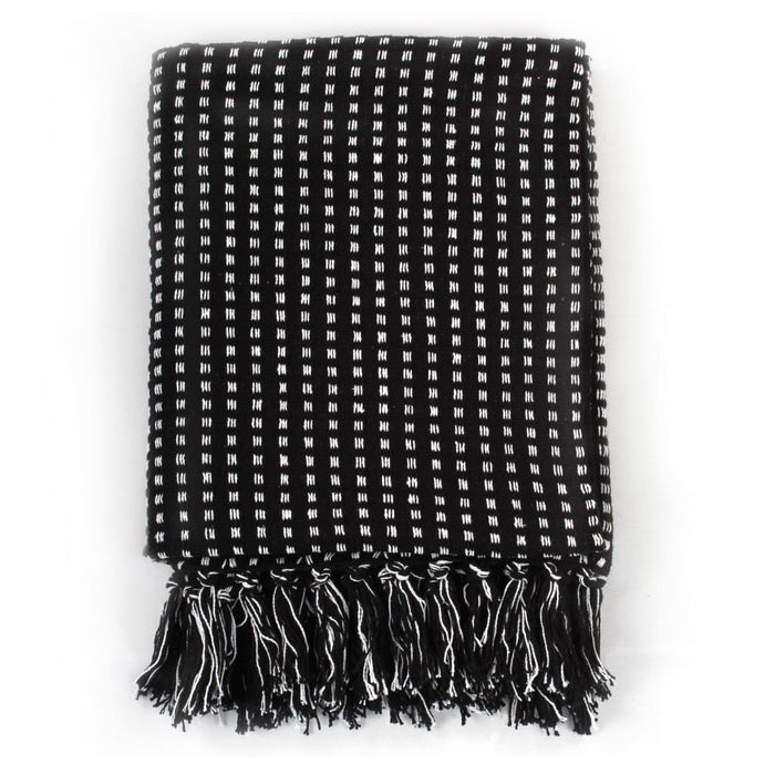 Pătură decorativă cu pătrățele, bumbac, 160 x 210 cm, negru - WALTI WALTI