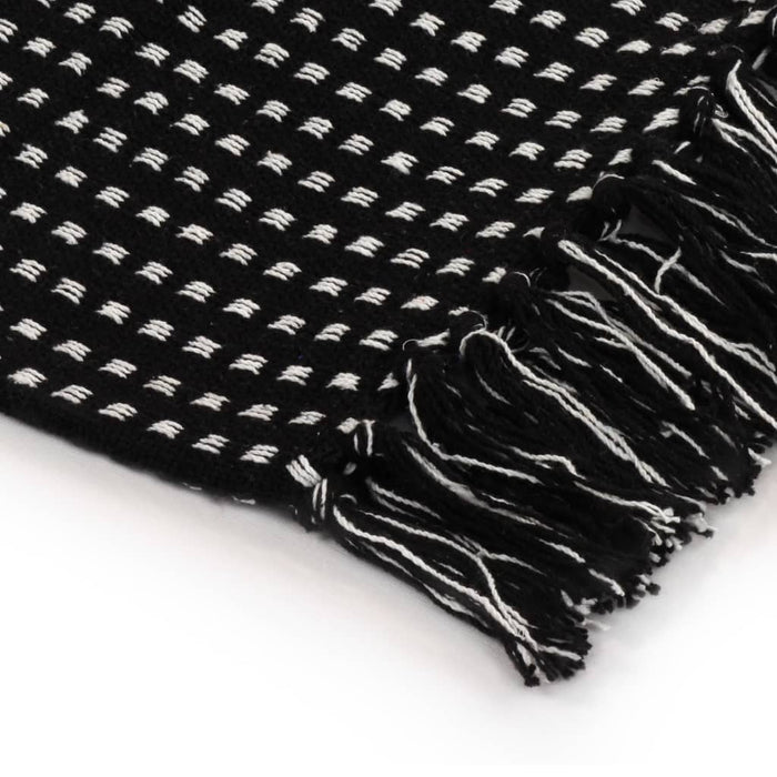 Pătură decorativă cu pătrățele, bumbac, 160 x 210 cm, negru - WALTI WALTI