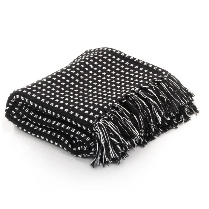 Pătură decorativă cu pătrățele, bumbac, 220 x 250 cm, negru - WALTI WALTI