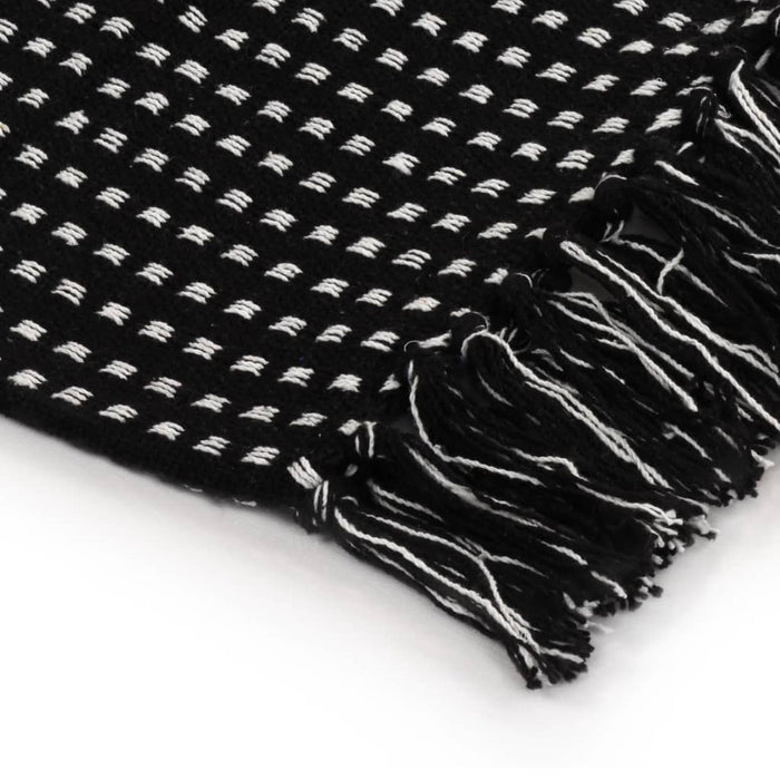 Pătură decorativă cu pătrățele, bumbac, 220 x 250 cm, negru - WALTI WALTI