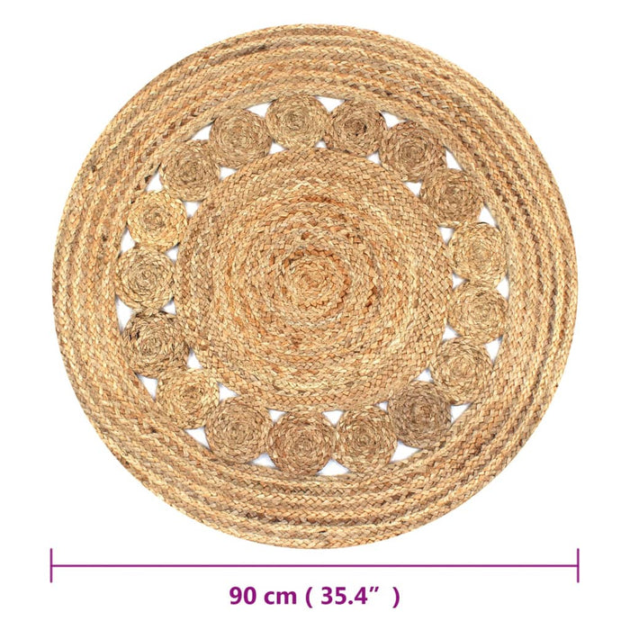 Covor din iută cu design împletit, 90 cm rotund - WALTI WALTI