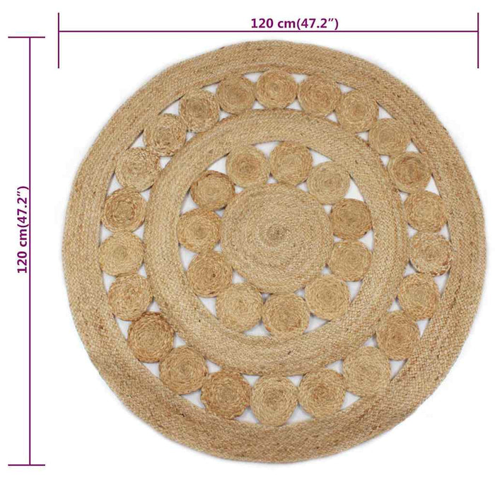 Covor din iută cu design împletit, 120 cm rotund - WALTI WALTI