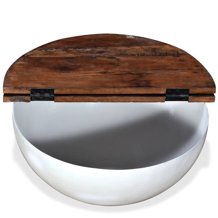 Set măsuțe cafea, 2 piese, alb, lemn masiv reciclat, formă bol - WALTI WALTI