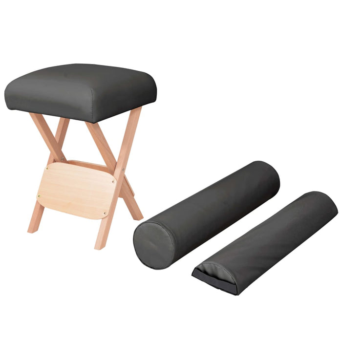 Taburet pliabil de masaj, șezut gros de 12 cm & 2 perne, negru - WALTI WALTI