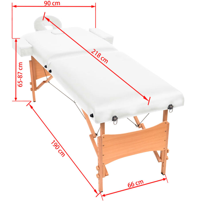 Masă de masaj pliabilă cu 2 zone, 10 cm grosime, alb - WALTI WALTI