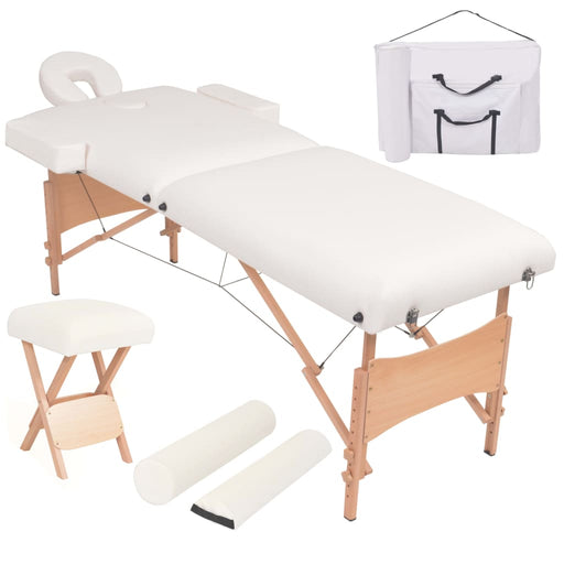 Set taburet și masă masaj pliabile 2 zone, 10 cm grosime, alb - WALTI WALTI
