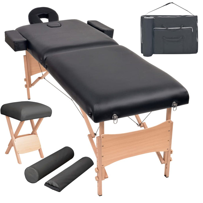 Set taburet și masă masaj pliabile 2 zone, 10 cm grosime, negru - WALTI WALTI