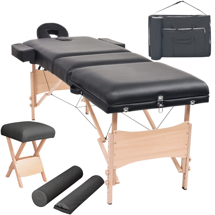 Set taburet și masă masaj pliabile 3 zone, 10 cm grosime, negru - WALTI WALTI