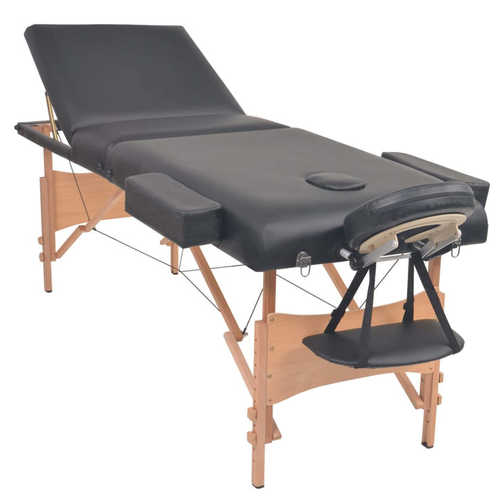 Set taburet și masă masaj pliabile 3 zone, 10 cm grosime, negru - WALTI WALTI