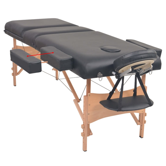 Set taburet și masă masaj pliabile 3 zone, 10 cm grosime, negru - WALTI WALTI