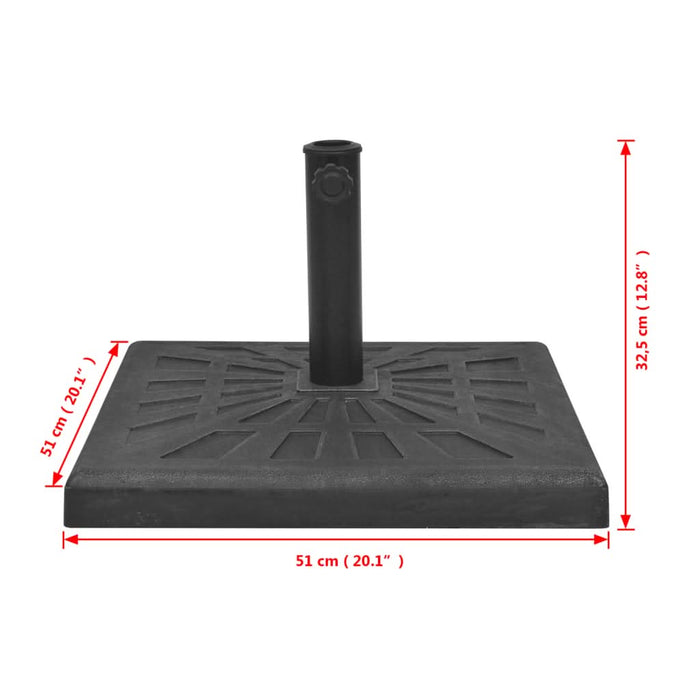 Suport umbrelă de soare, rășină, pătrat, negru, 19 kg - WALTI WALTI