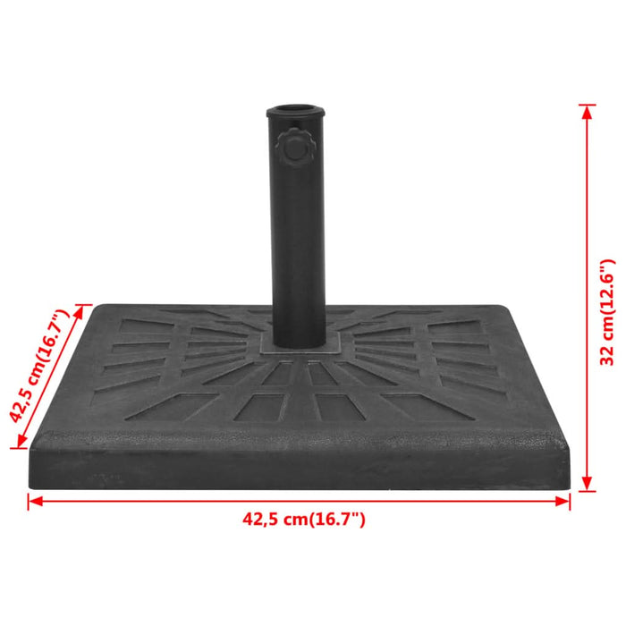Suport umbrelă de soare, rășină, pătrat, negru, 12 kg - WALTI WALTI