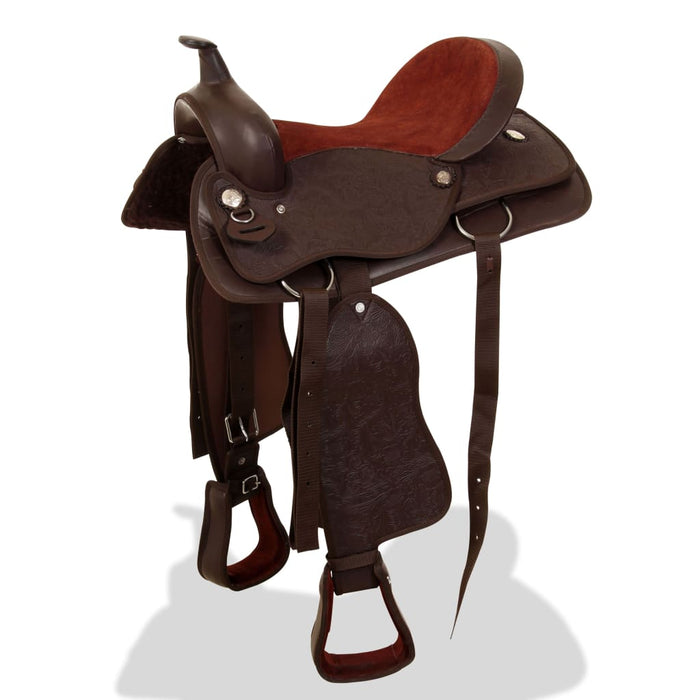 Șa Western, căpăstru & pieptar, piele naturală, 15", maro - WALTI WALTI