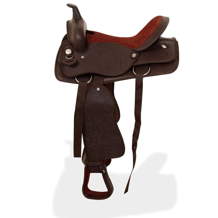 Șa Western, căpăstru & pieptar, piele naturală, 15", maro - WALTI WALTI