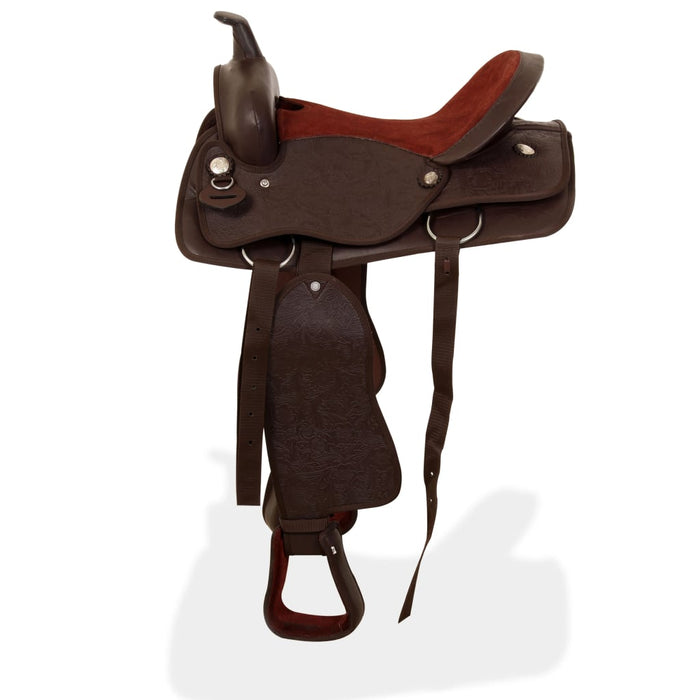 Șa Western, căpăstru & pieptar, piele naturală, 16", maro - WALTI WALTI