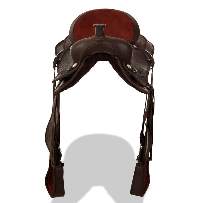 Șa Western, căpăstru & pieptar, piele naturală, 16", maro - WALTI WALTI