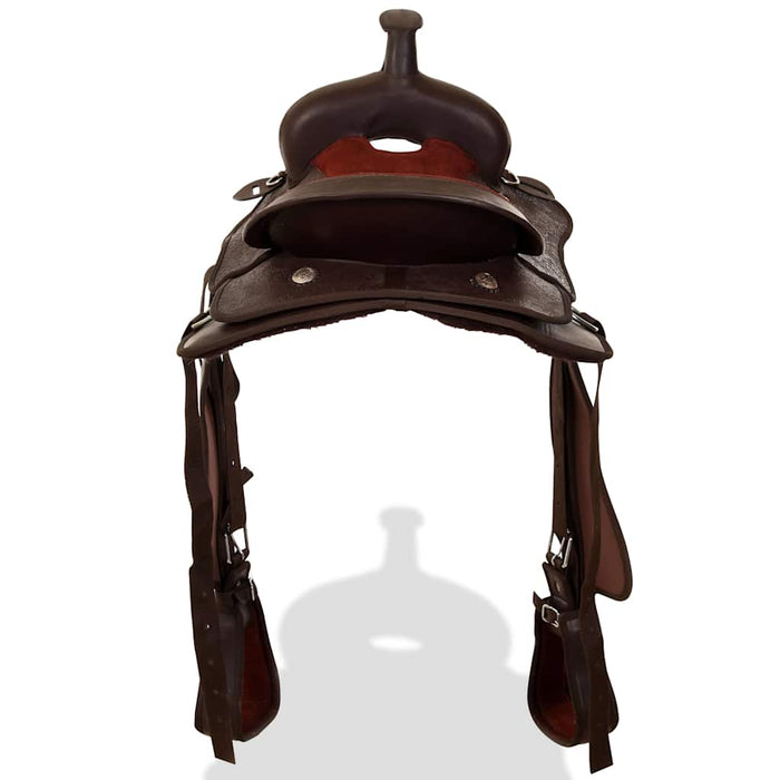 Șa Western, căpăstru & pieptar, piele naturală, 16", maro - WALTI WALTI