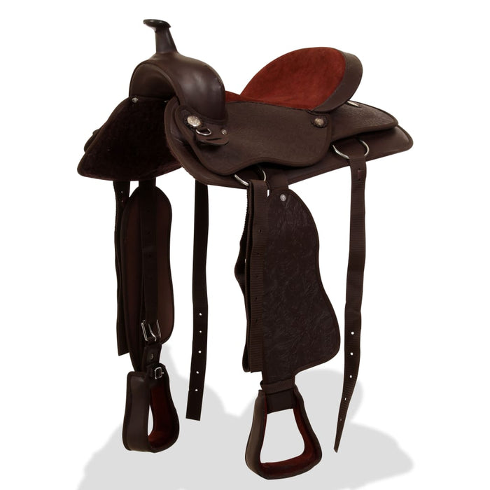 Șa Western, căpăstru & pieptar, piele naturală, 17", maro - WALTI WALTI
