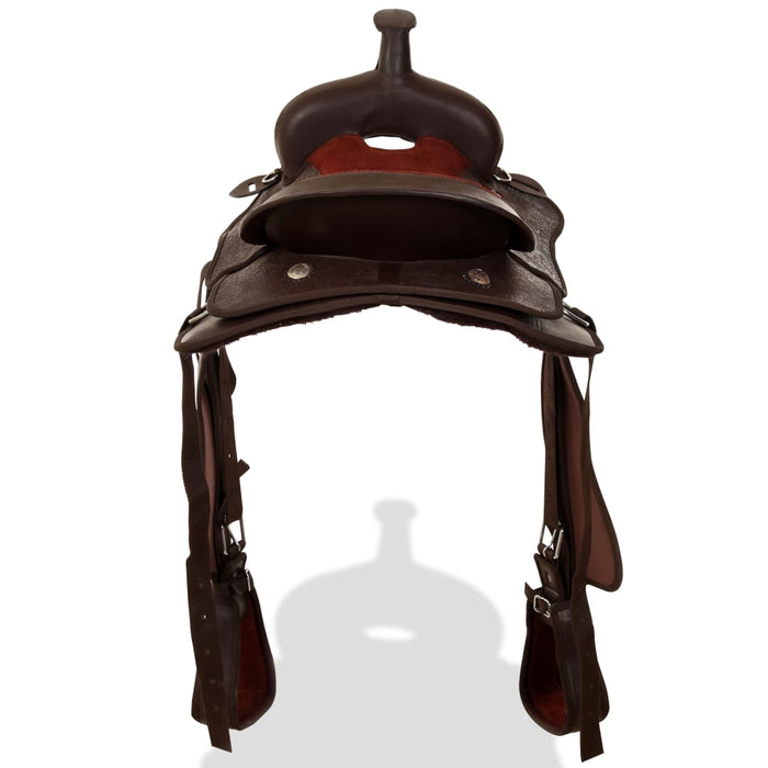 Șa Western, căpăstru & pieptar, piele naturală, 17", maro - WALTI WALTI