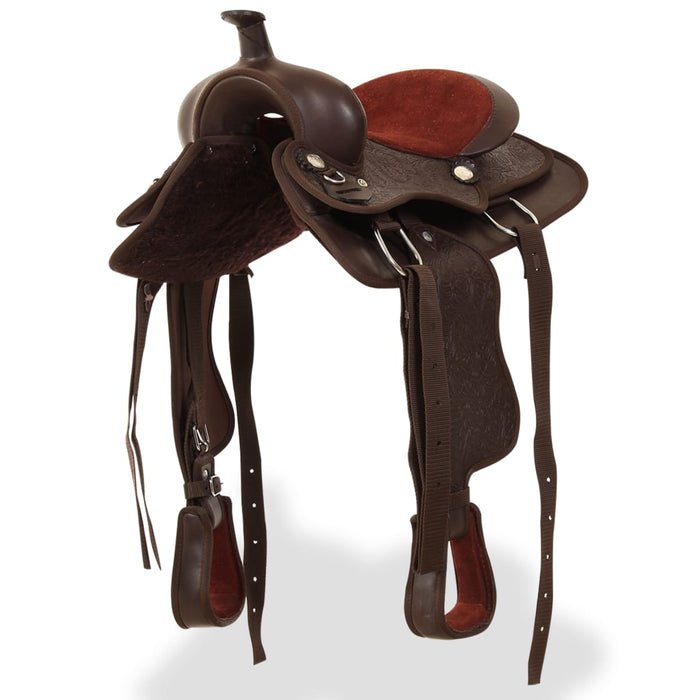 Șa Western, căpăstru & pieptar, piele naturală, 12", maro WALTI