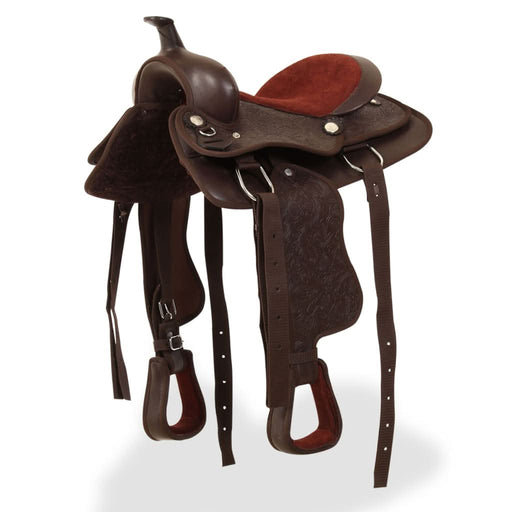 Șa Western, căpăstru & pieptar, piele naturală, 13", maro - WALTI WALTI