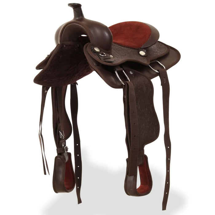 Șa Western, căpăstru & pieptar, piele naturală, 13", maro - WALTI WALTI