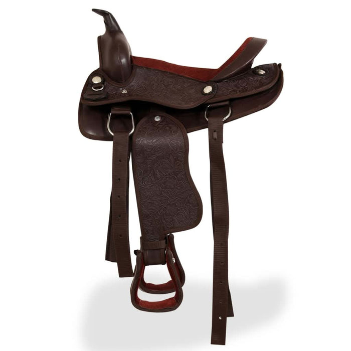 Șa Western, căpăstru & pieptar, piele naturală, 13", maro - WALTI WALTI