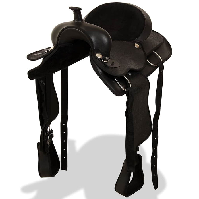 Șa Western, căpăstru & pieptar, piele naturală, 15", negru WALTI