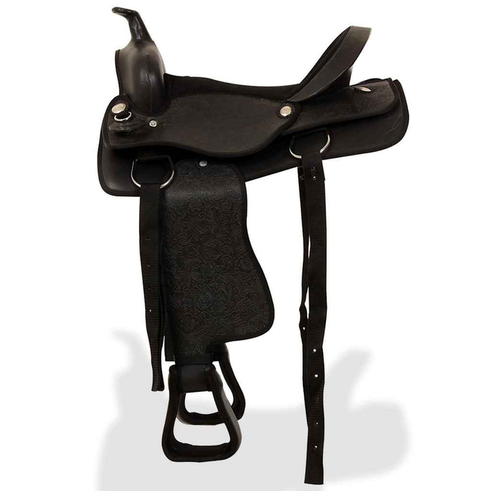 Șa Western, căpăstru & pieptar, piele naturală, 15", negru WALTI