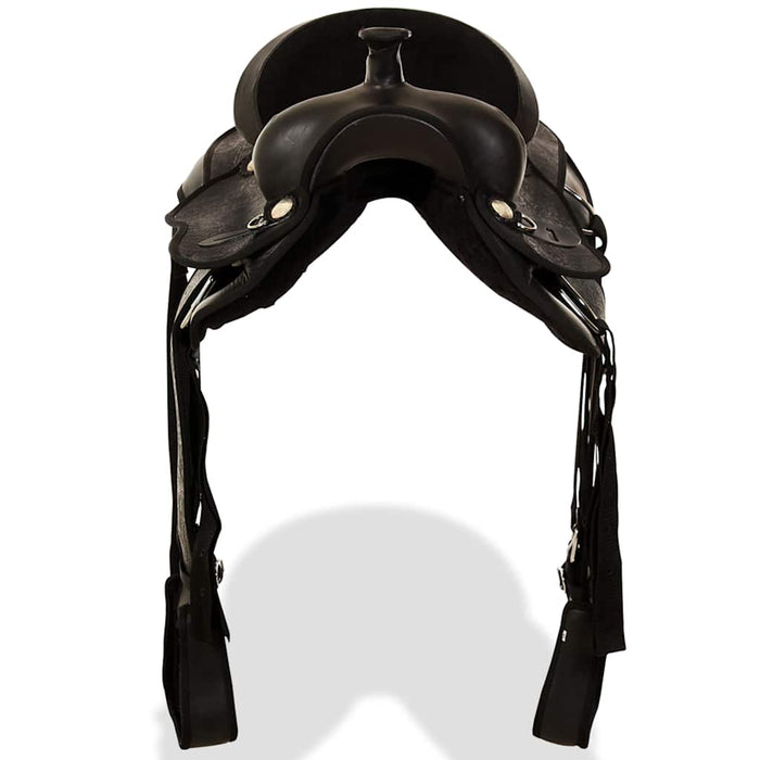Șa Western, căpăstru & pieptar, piele naturală, 15", negru WALTI