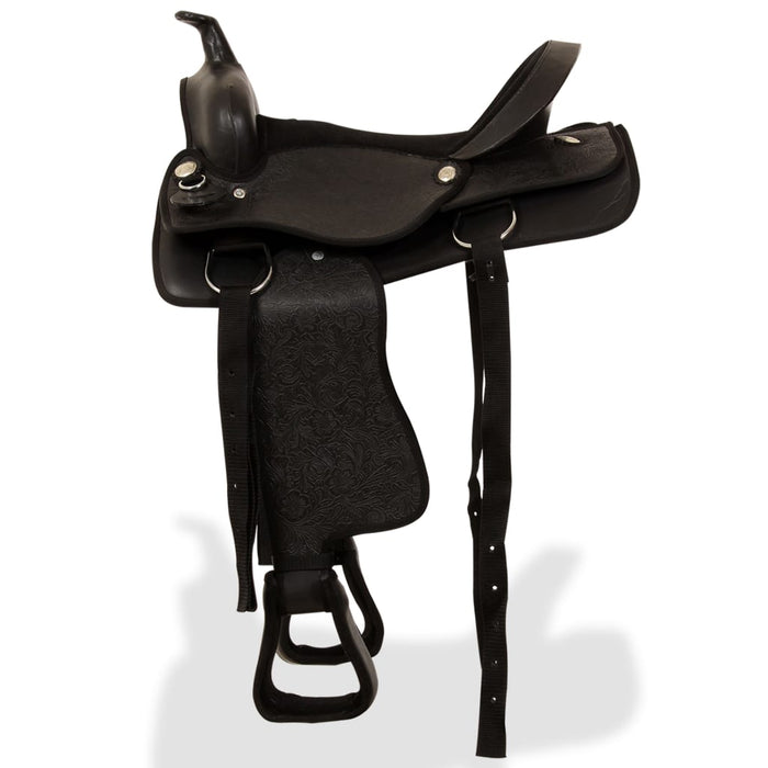 Șa Western, căpăstru & pieptar, piele naturală, 16", negru - WALTI WALTI