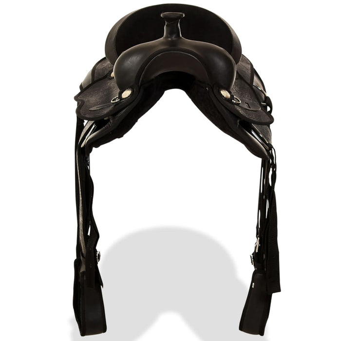 Șa Western, căpăstru & pieptar, piele naturală, 16", negru - WALTI WALTI