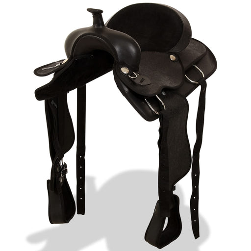 Șa Western, căpăstru & pieptar, piele naturală, 17", negru - WALTI WALTI
