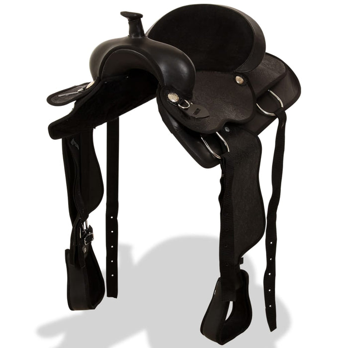 Șa Western, căpăstru & pieptar, piele naturală, 17", negru - WALTI WALTI