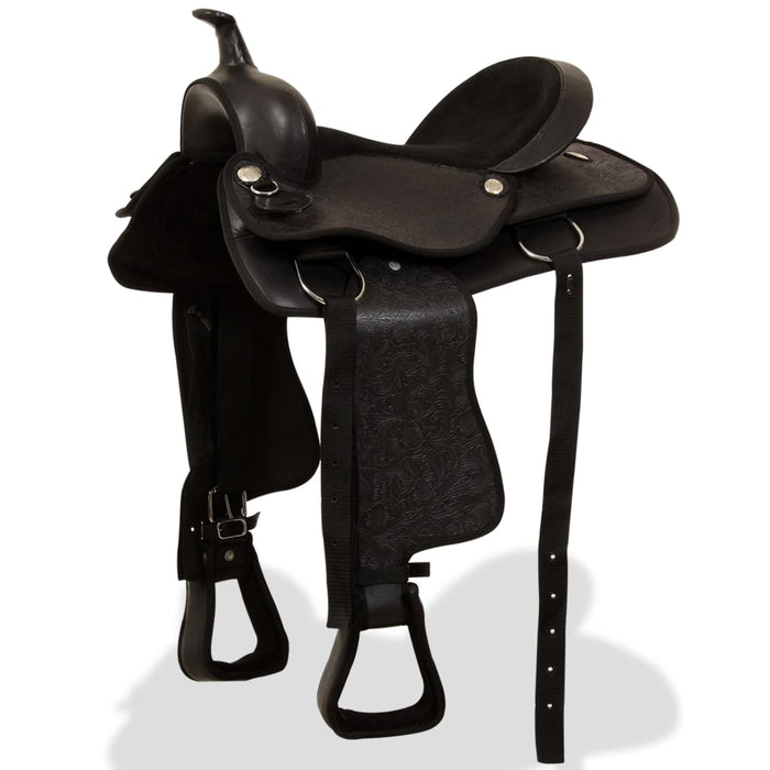 Șa Western, căpăstru & pieptar, piele naturală, 17", negru - WALTI WALTI