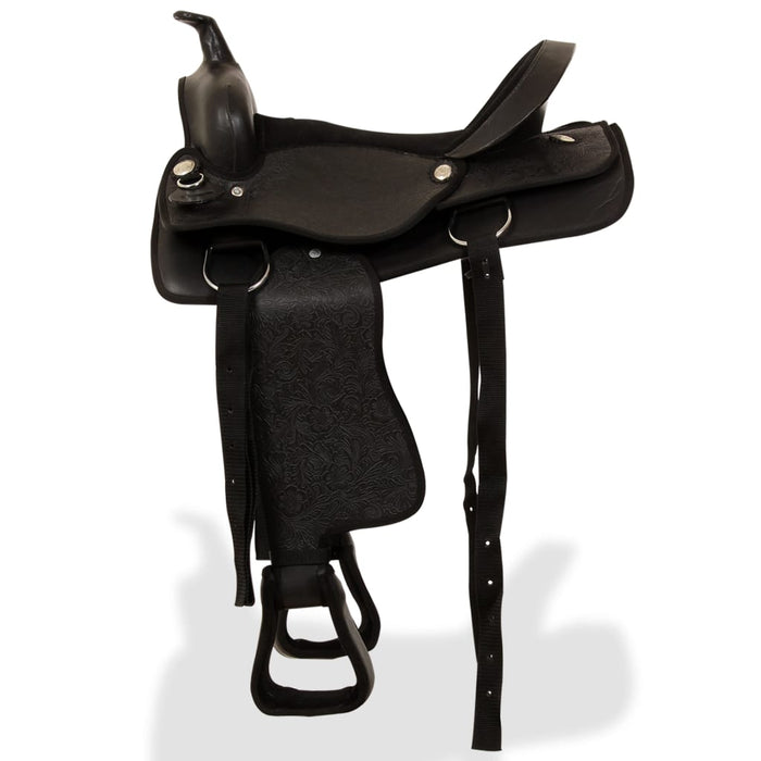 Șa Western, căpăstru & pieptar, piele naturală, 17", negru - WALTI WALTI