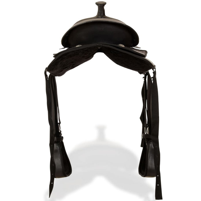 Șa Western, căpăstru & pieptar, piele naturală, 17", negru - WALTI WALTI